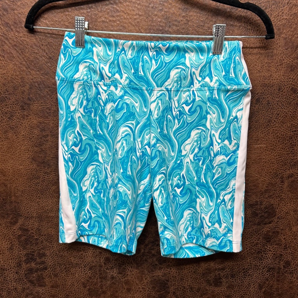 Pink Victoria Secret VS Active Blue Marble Workout Gym Shorts Small